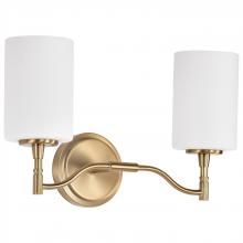 NUVO 60/8202 - Liam; 2 Light Vanity; Burnished Brass; White Opal Glass