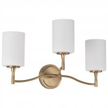 NUVO 60/8203 - Liam; 3 Light Vanity; Burnished Brass; White Opal Glass