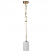 NUVO 60/8205 - Liam; 1 Light Mini Pendant; Burnished Brass; White Opal Glass