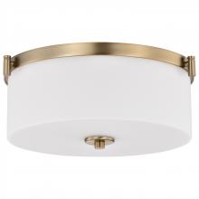 NUVO 60/8207 - Liam; 3 Light Flush Mount; Burnished Brass; White Opal Glass