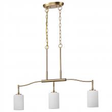 NUVO 60/8208 - Liam; 3 Light Island Pendant; Burnished Brass; White Opal Glass