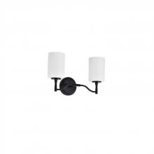 NUVO 60/8212 - Liam; 2 Light Vanity; Matte Black; White Opal Glass