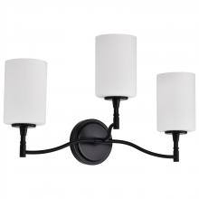 NUVO 60/8213 - Liam; 3 Light Vanity; Matte Black; White Opal Glass