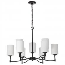NUVO 60/8219 - Liam; 9 Light Chandelier; Matte Black; White Opal Glass
