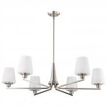 NUVO 60/8226 - Lune; 6 Light Chandelier; Brushed Nickel Finish; Etched White Glass