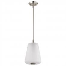 NUVO 60/8227 - Lune; Mini Pendant; Brushed Nickel Finish; Etched White Glass