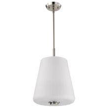 NUVO 60/8228 - Lune; 3 Light Pendant; Brushed Nickel Finish; Etched White Glass