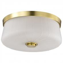 NUVO 60/8230 - Lune; 3 Light Flush Mount; Vintage Brass Finish; Etched White Glass
