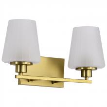 NUVO 60/8232 - Lune; 2 Light Vanity; Vintage Brass Finish; Etched White Glass