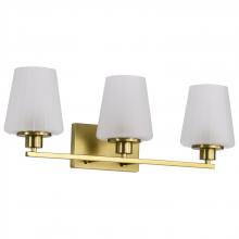NUVO 60/8233 - Lune; 3 Light Vanity; Vintage Brass Finish; Etched White Glass