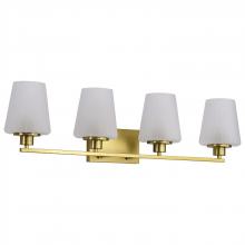 NUVO 60/8234 - Lune; 4 Light Vanity; Vintage Brass Finish; Etched White Glass