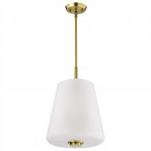 NUVO 60/8238 - Lune; 3 Light Pendant; Vintage Brass Finish; Etched White Glass