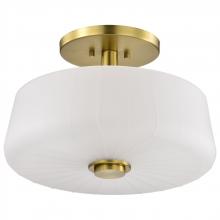 NUVO 60/8239 - Lune; 3 Light Semi-Flush; Vintage Brass Finish; Etched White Glass