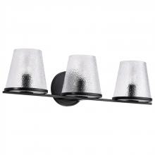 NUVO 60/8253 - Valentine; 3 Light Vanity; Black Finish; Hammered Glass