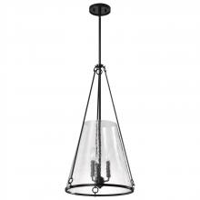 NUVO 60/8257 - Valentine; Large Pendant; Black Finish; Hammered Glass