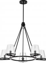 NUVO 60/8258 - Valentine; 5 Light Chandelier; Black Finish; Hammered Glass