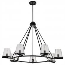 NUVO 60/8259 - Valentine; 7 Light Chandelier; Black Finish; Hammered Glass