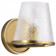 NUVO 60/8261 - Valentine; 1 Light Vanity; Vintage Brass Finish; Hammered Glass