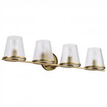 NUVO 60/8264 - Valentine; 4 Light Vanity; Vintage Brass Finish; Hammered Glass
