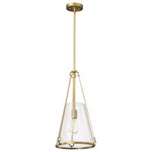 NUVO 60/8266 - Valentine; Medium Pendant; Vintage Brass Finish; Hammered Glass