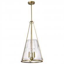 NUVO 60/8267 - Valentine; Large Pendant; Vintage Brass Finish; Hammered Glass