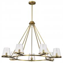 NUVO 60/8269 - Valentine; 7 Light Chandelier; Vintage Brass Finish; Hammered Glass