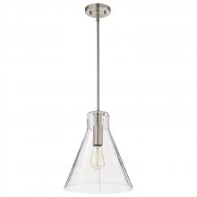 NUVO 60/8338 - Gianna; 1 Light Medium Pendant; Brushed Nickel Finish; Clear Glass