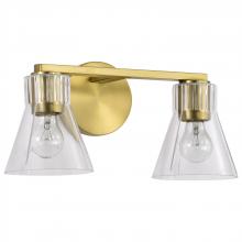 NUVO 60/8342 - Gianna; 2 Light Vanity; Vintage Brass Finish; Clear Glass