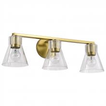 NUVO 60/8343 - Gianna; 3 Light Vanity; Vintage Brass Finish; Clear Glass