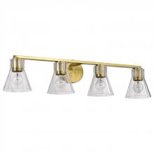 NUVO 60/8344 - Gianna; 4 Light Vanity; Vintage Brass Finish; Clear Glass