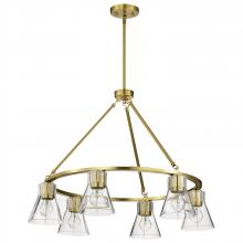 NUVO 60/8345 - Gianna; 6 Light Chandelier; Vintage Brass Finish; Clear Glass