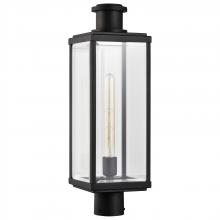 NUVO 60/8513 - Luca; Outdoor Post Lantern; Sand Black Finish; Clear Beveled Glass