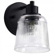 NUVO 60/8601 - Grayson; 1 Light Vanity; Matte Black Finish; Clear Ribbed Glass