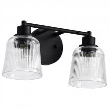NUVO 60/8602 - Grayson; 2 Light Vanity; Matte Black Finish; Clear Ribbed Glass