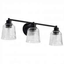 NUVO 60/8603 - Grayson; 3 Light Vanity; Matte Black Finish; Clear Ribbed Glass