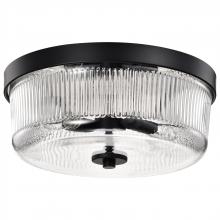 NUVO 60/8608 - Grayson; Small Flush Mount; Matte Black Finish; Clear Ribbed Glass