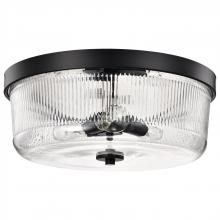NUVO 60/8609 - Grayson; Large Flush Mount; Matte Black Finish; Clear Ribbed Glass