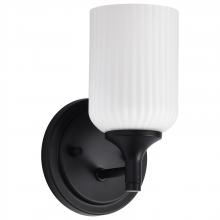 NUVO 60/8641 - Solara; 1 Light Wall Sconce; Matte Black Finish; Frosted Ribbed Glass