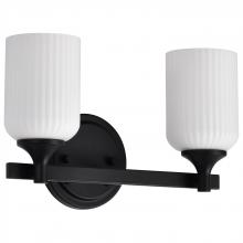 NUVO 60/8642 - Solara; 2 Light Vanity; Matte Black Finish; Frosted Ribbed Glass