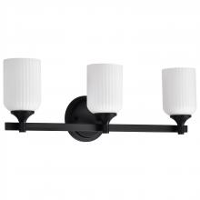 NUVO 60/8643 - Solara; 3 Light Vanity; Matte Black Finish; Frosted Ribbed Glass
