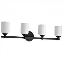 NUVO 60/8644 - Solara; 4 Light Vanity; Matte Black Finish; Frosted Ribbed Glass