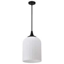 NUVO 60/8646 - Solara; Pendant; Matte Black Finish; Frosted Ribbed Glass