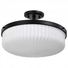 NUVO 60/8647 - Solara; Semi Flush Mount; Matte Black Finish; Frosted Ribbed Glass