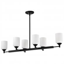 NUVO 60/8649 - Solara; 6 Light Island Pendant; Matte Black Finish; Frosted Ribbed Glass