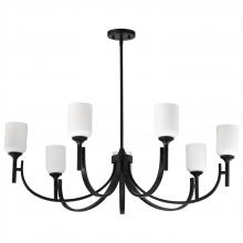 NUVO 60/8651 - Solara; 7 Light Chandelier; Matte Black Finish; Frosted Ribbed Glass