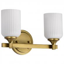 NUVO 60/8662 - Solara; 2 Light Vanity; Natural Brass Finish; Frosted Ribbed Glass