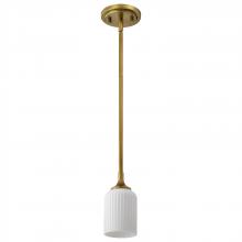 NUVO 60/8665 - Solara; Mini Pendant; Natural Brass Finish; Frosted Ribbed Glass