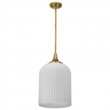 NUVO 60/8666 - Solara; Pendant; Natural Brass Finish; Frosted Ribbed Glass