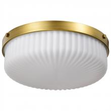 NUVO 60/8668 - Solara; Flush Mount; Natural Brass Finish; Frosted Ribbed Glass