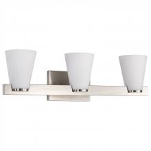NUVO 60/8723 - Royale; 3 Light Vanity; Burnished Brass Finish; Ribbed White Glass